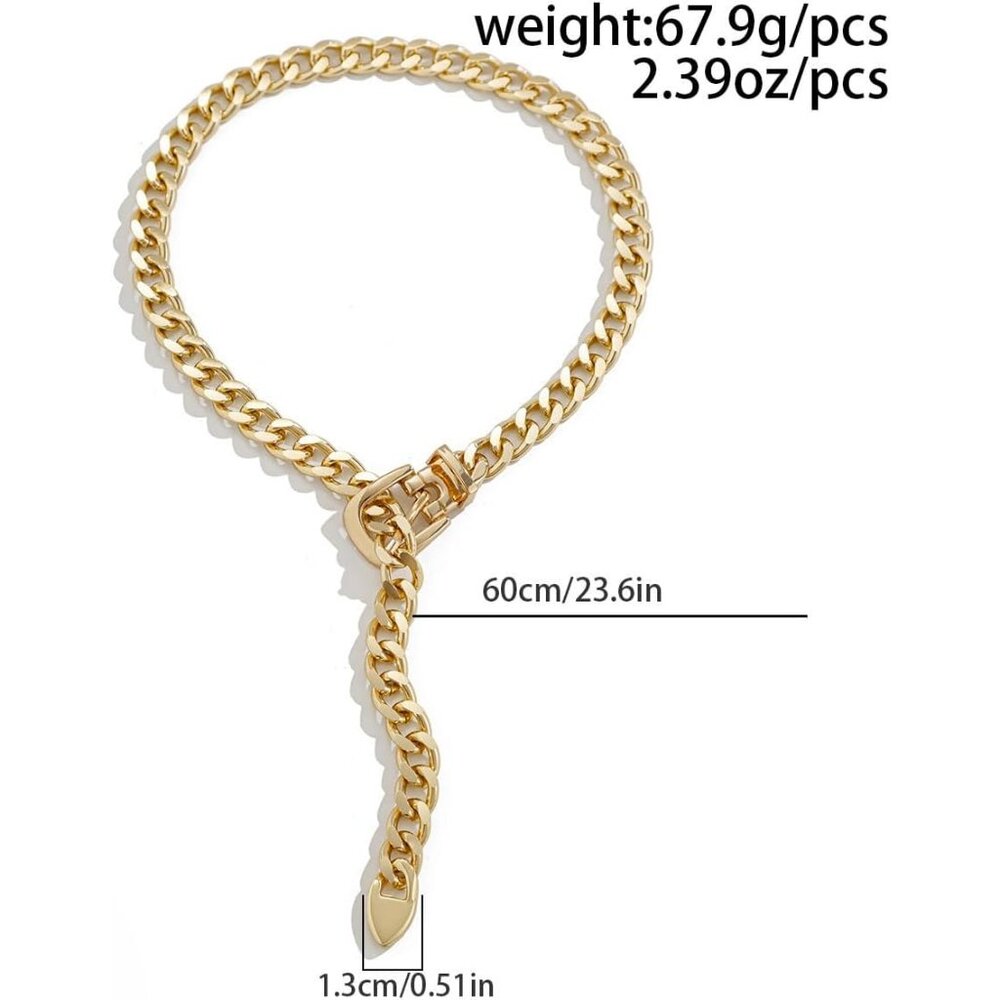 Chunky Gold Necklace for Women Belt Choker Necklace Trendy Cuban Link Chain Neck - Picture 5 of 6